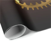 Papier Cadeau Horloge Steampunk avec des engrenages anciens (Coin rond)