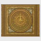 Papier Cadeau Horloge victorienne or élégant (Plat)