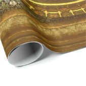 Papier Cadeau Horloge victorienne or élégant (Coin rond)