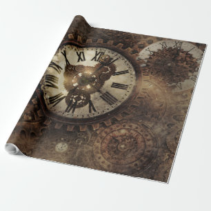 Papier Cadeau Horloge Vintage à vapeur