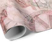 Papier Cadeau Horloges et montres en vapeur rose (Coin rond)