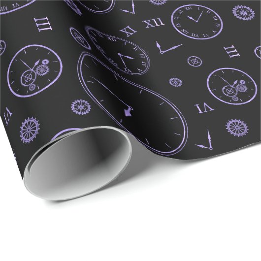 Papier Cadeau Horloges & Rouages (Coin rond)