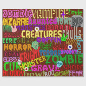 Papier Cadeau Horror Movie Style Words Collage (Plat)