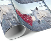 Papier Cadeau HORSE coeur Valentine (Coin rond)