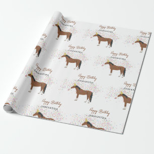Papier Cadeau Horse Partyage Animaux de ferme Nom personnalisé A