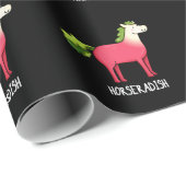 Papier Cadeau Horseradish Funny Horse Pun Dark BG (Coin rond)