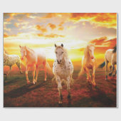 Papier Cadeau Horses at sunset throw pillow (Plat)