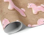Papier Cadeau Horses Brown Pink Birthday (Coin rond)