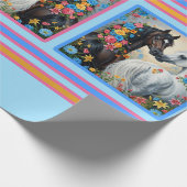 Papier Cadeau Horses Framed in flowers Wrapping Paper (Coin)