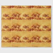 Papier Cadeau HORSES GRAZER, Brown antique Orange Jaune (Plat)