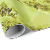 Papier Cadeau HORSES GRAZER, Olive Green antique (Coin rond)