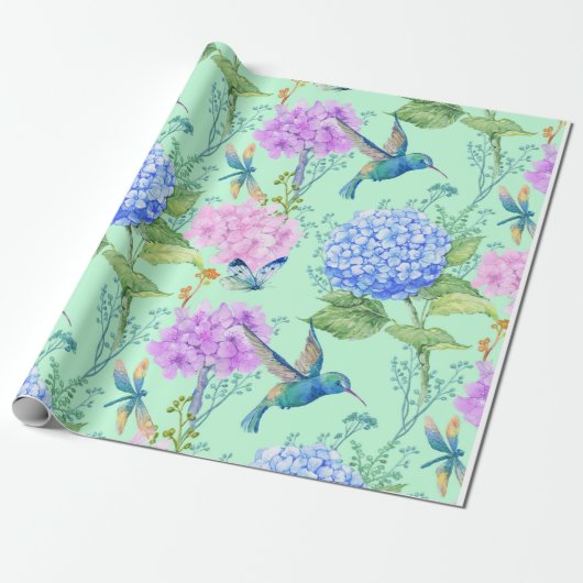 Papier Cadeau Hortensia Bleu (Déroulé)