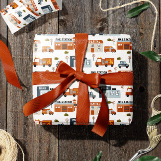 Papier Cadeau Hospital, Fire, Police City Pattern for Kids
