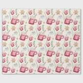 Papier Cadeau Hot Cocoa Fête de l'aquarelle Art (Plat)