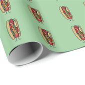 Papier Cadeau Hot-dog de style heureux de Chicago (Coin rond)