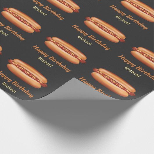Papier Cadeau Hot Dog Fast Food Illustration Joyeux anniversaire (Coin)