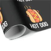 Papier Cadeau Hot Dog Funny Snack Pun Dark BG (Coin rond)
