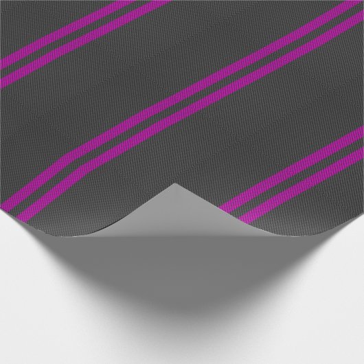 Papier Cadeau Hot Fuchsia Pink Racing Stripes Carbon Fiber Style (Coin)