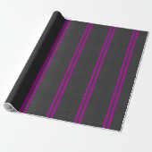 Papier Cadeau Hot Fuchsia Pink Racing Stripes Carbon Fiber Style (Déroulé)