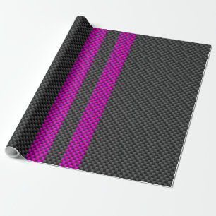 Papier Cadeau Hot Fuchsia Pink Racing Stripes Carbon Fiber Style