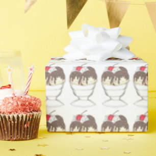 Papier Cadeau Hot Fudge Crème glacée Sundae Dessert Scoop Shop