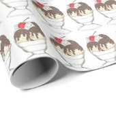 Papier Cadeau Hot Fudge Crème glacée Sundae Dessert Scoop Shop (Coin rond)
