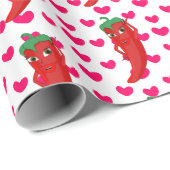 Papier Cadeau Hot Pepper Diva Pink Hearts Motif Dessin (Coin rond)