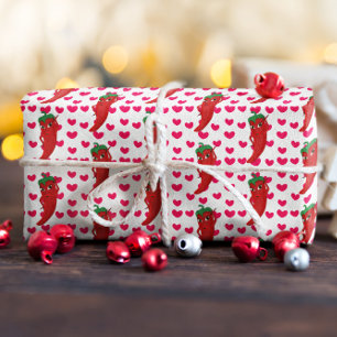 Papier Cadeau Hot Pepper Diva Pink Hearts Motif Dessin