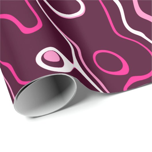 Papier Cadeau Hot pink damascus abstract swirls cool pattern (Coin rond)
