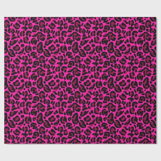 Papier Cadeau Hot Pink Leopard Print  (Plat)