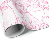 Papier Cadeau Hot Pink Scribble Cats – modern cute Pattern (Coin rond)