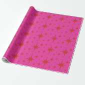Papier Cadeau Hot rose rétro moderne Starburst Motif (Déroulé)