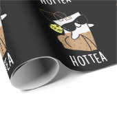 Papier Cadeau Hottea Funny Hot Tea Pun Dark BG (Coin rond)