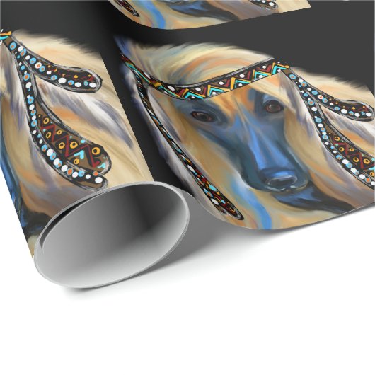 Papier Cadeau Hound afghan (Coin rond)