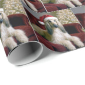 Papier Cadeau Hound Afghan Avec Casquette du Père Noël (Coin rond)