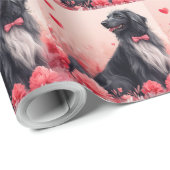 Papier Cadeau Hound afghan avec Roses - Saint Valentin (Coin rond)