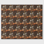 Papier Cadeau hound afghan Chiot Automne Citrouille de plaisir (Plat)