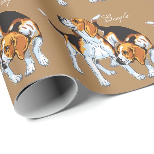 Papier Cadeau Hound beagle (Coin rond)