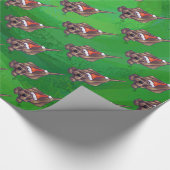 Papier Cadeau Hound Chien Noël sur Green (Coin)