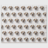 Papier Cadeau Hound Dog Peeking À Travers Torn Papier Trou (Plat)