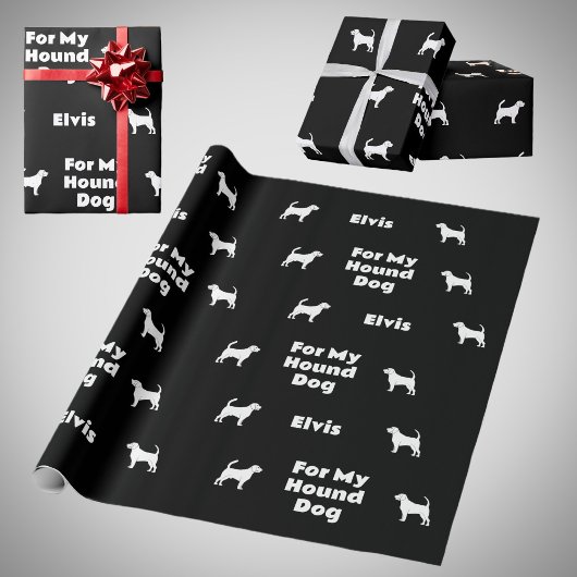 Papier Cadeau Hound Homme Chien Silhouettes noir et blanc