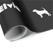 Papier Cadeau Hound Homme Chien Silhouettes noir et blanc (Coin rond)