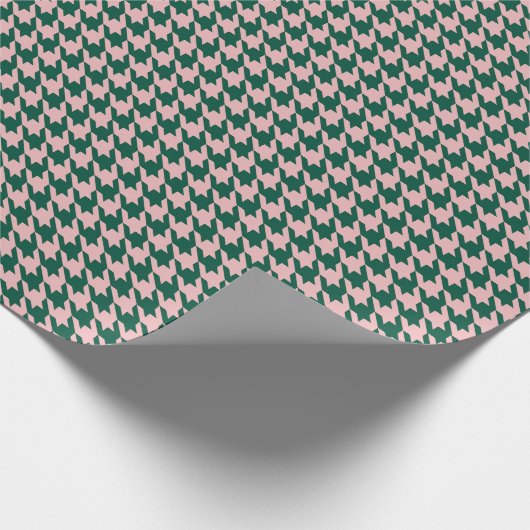 Papier Cadeau Houndstooth Moderne Noël Vacances Vert rose (Coin)