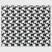 Papier Cadeau Houndstooth Style Tesselation noir Chien Silhouett (Plat)