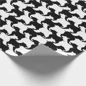Papier Cadeau Houndstooth Style Tesselation noir Chien Silhouett (Coin)