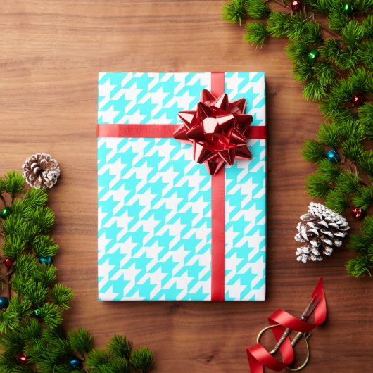 Papier Cadeau Houndstooth Turquoise (Cadeau de vacances)