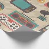 Papier Cadeau houndstooth vintage rétro nostalgie jukebox (Coin)