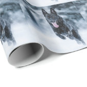 Papier Cadeau Housse de couette Black German Shepherd dans la ne (Coin rond)