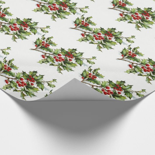 Papier Cadeau Houx de Noël (Coin)