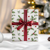 Papier Cadeau Houx de Noël et Gui